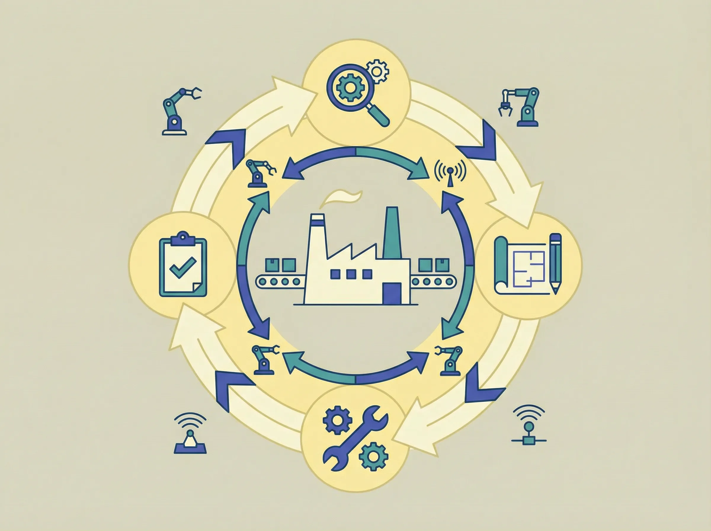 Схема процесса улучшения производственной линии, 800x600